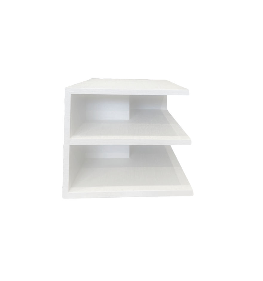 Large White Raffia Wrapped Open Side End Table