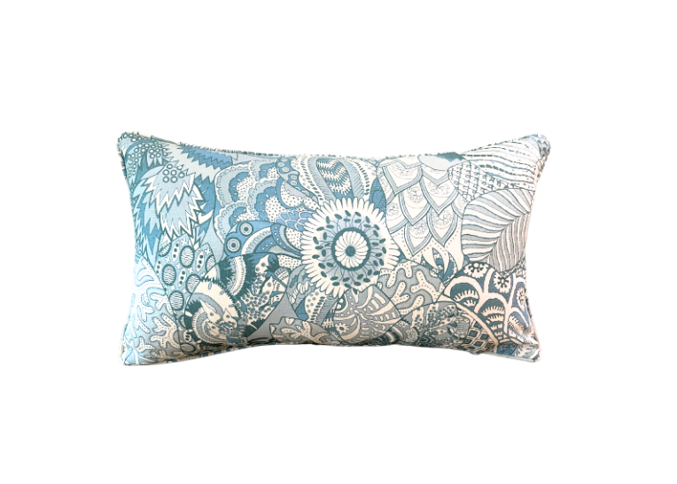 Danielle Rollins Home Aqua Carlyle Print Lumbar Pillow