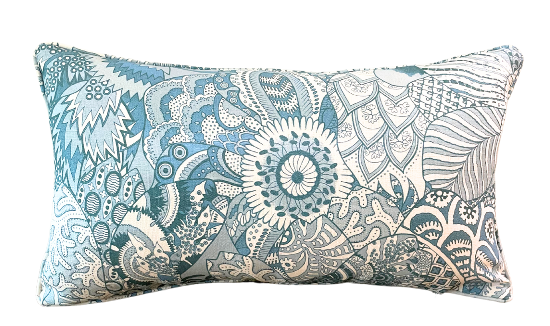 Danielle Rollins Home Aqua Carlyle Print Lumbar Pillow