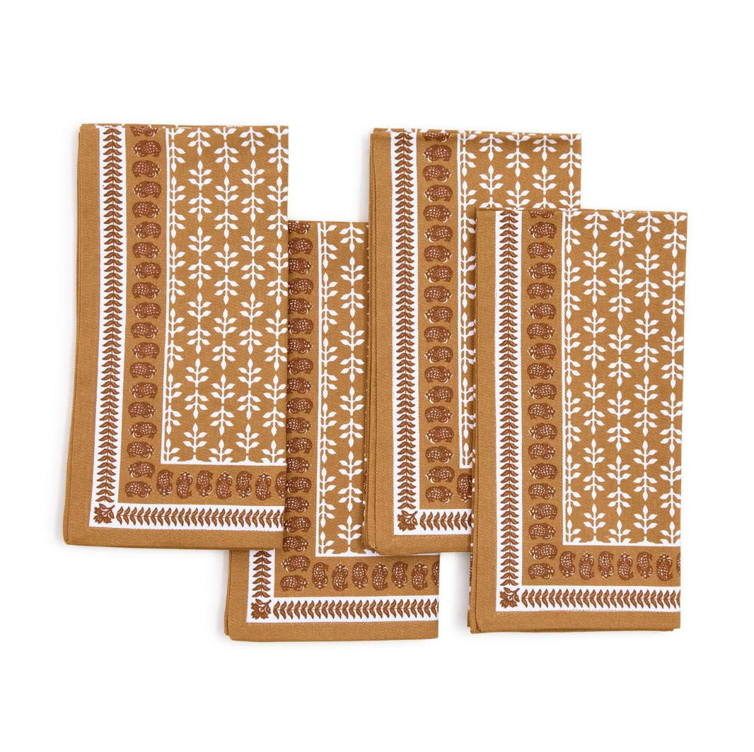 Natural Element Block Print Cloth Napkin Set of 4