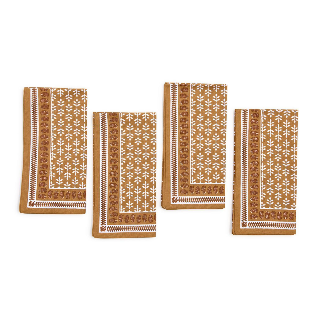 Natural Element Block Print Cloth Napkin Set of 4