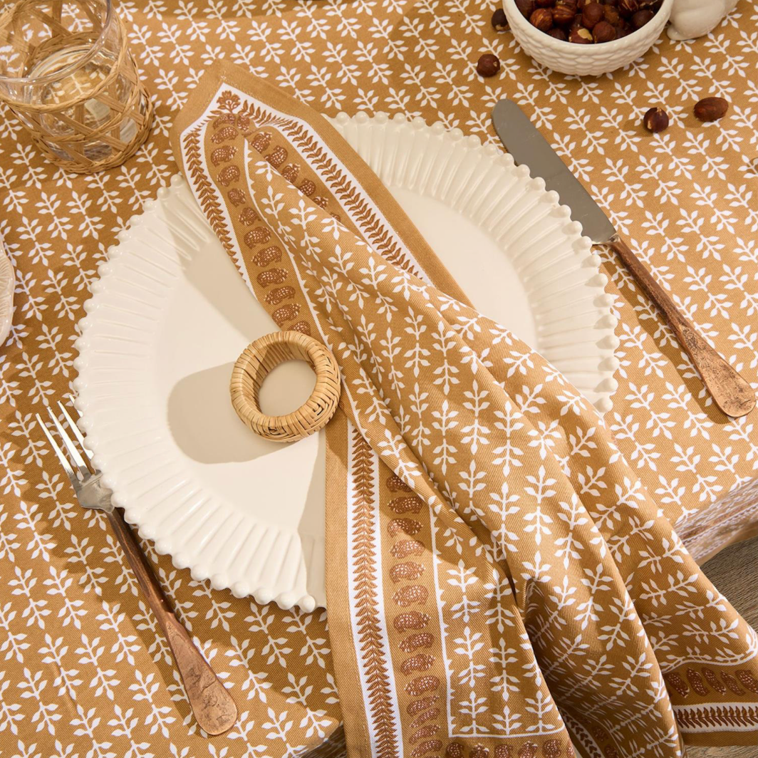 Natural Element Block Print Cloth Napkin Set of 4