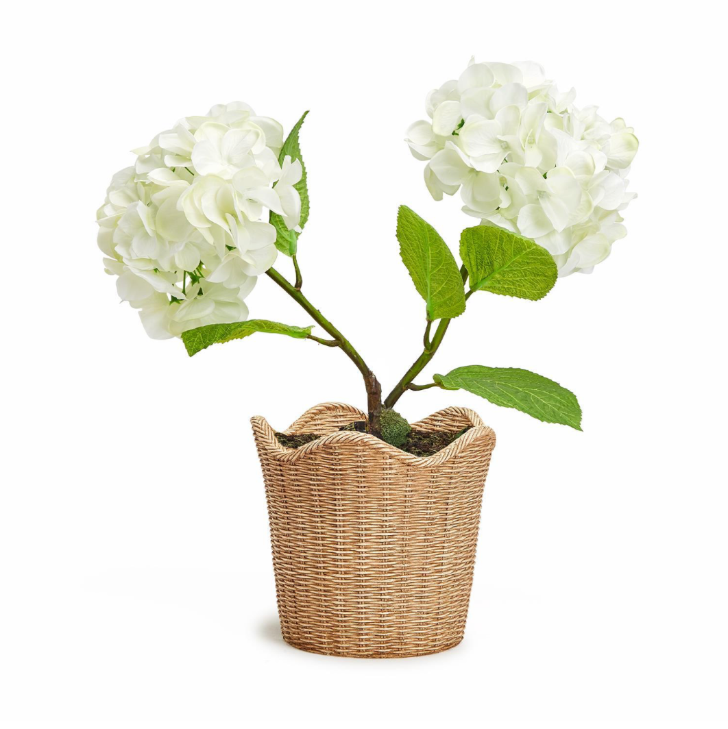 Scalloped Edge Basket Weave Resin Cachepot