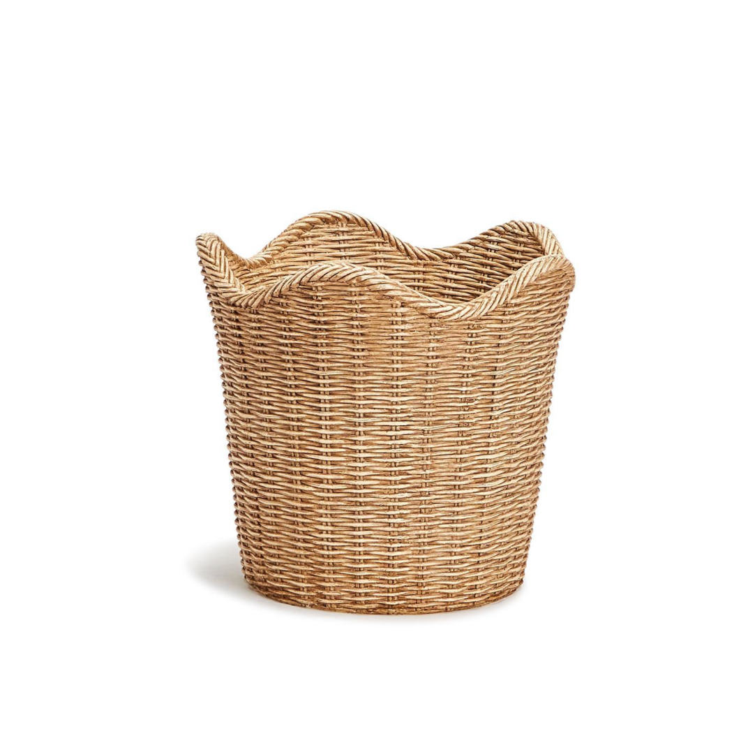 Scalloped Edge Basket Weave Resin Cachepot
