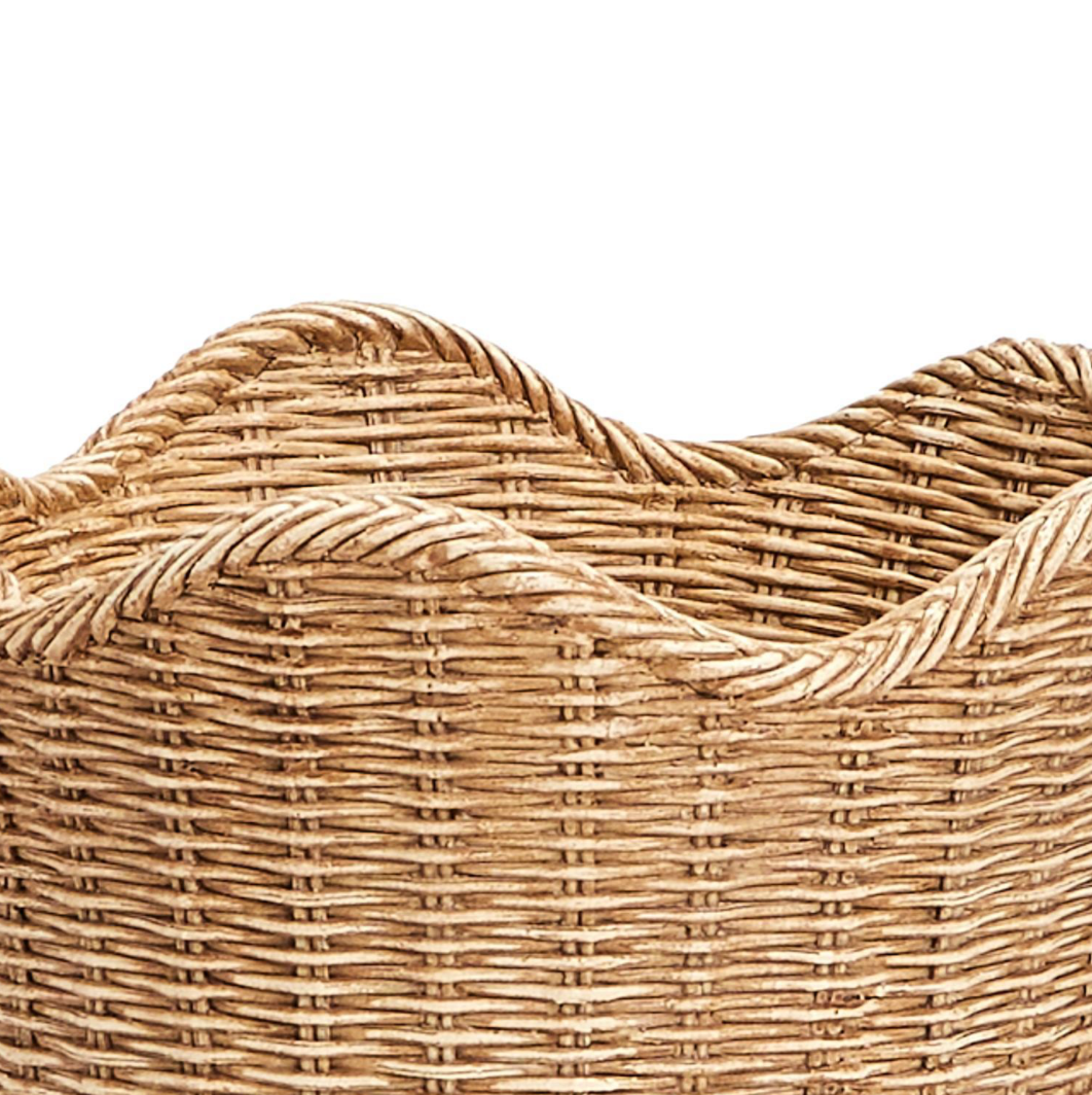 Scalloped Edge Basket Weave Resin Cachepot