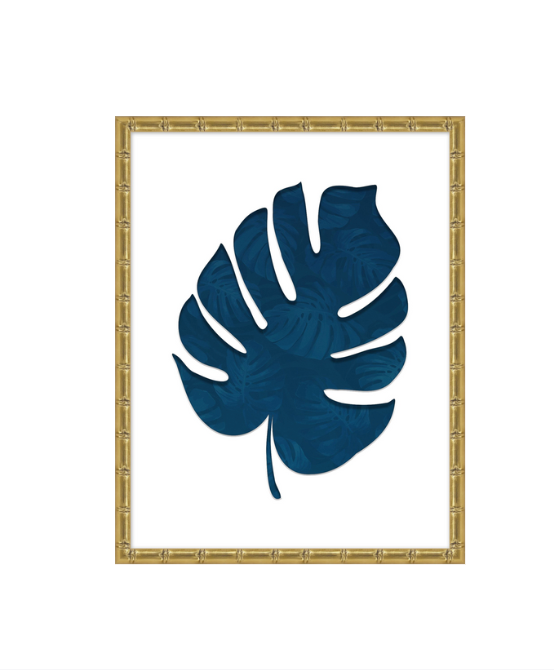Floating Palm In Gold Bamboo Frame