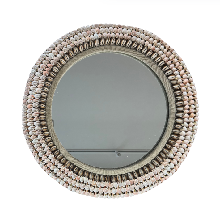Pink Shell Round Mirror