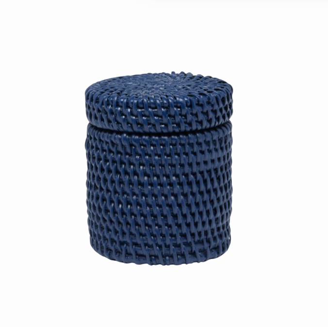 Lidded Rattan Canister