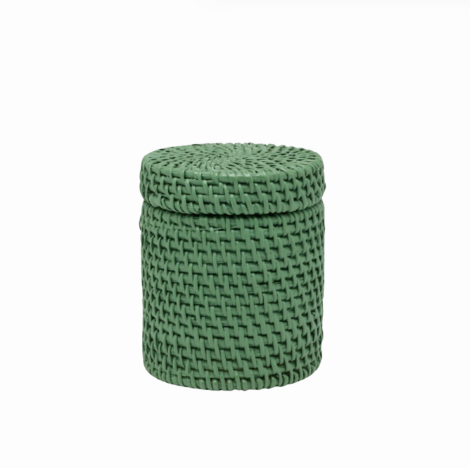 Lidded Rattan Canister