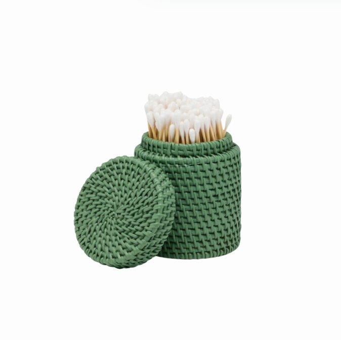 Lidded Rattan Canister