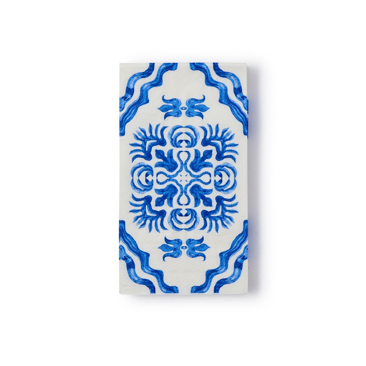 Blue Tile Block Print 3-Ply Paper Dinner Napkin / Guest Towel