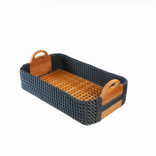 Cross Hatch & Nautical Rope Basket