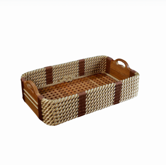 Cross Hatch & Nautical Rope Basket