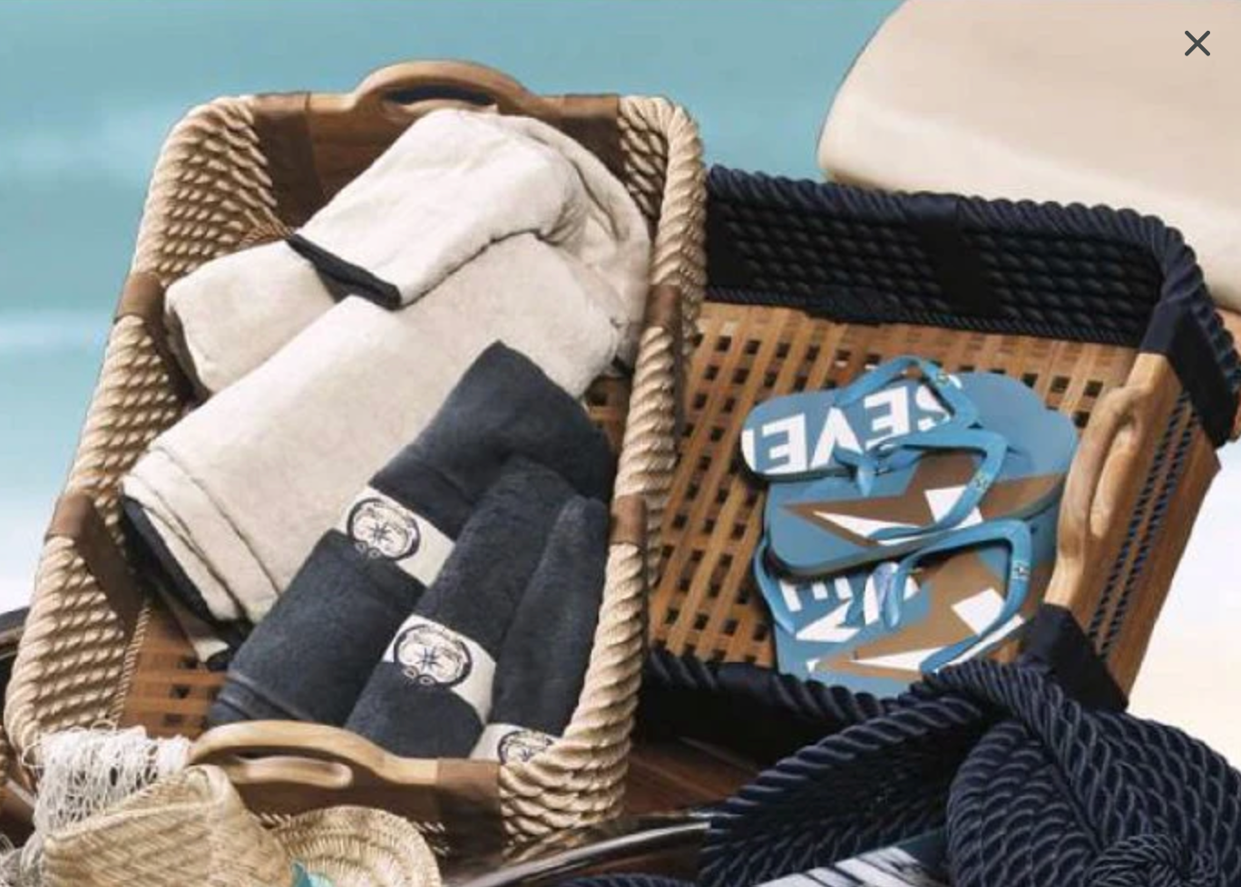 Cross Hatch & Nautical Rope Basket