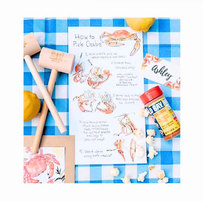 How to Pick a Crab Table Card, Set of 4