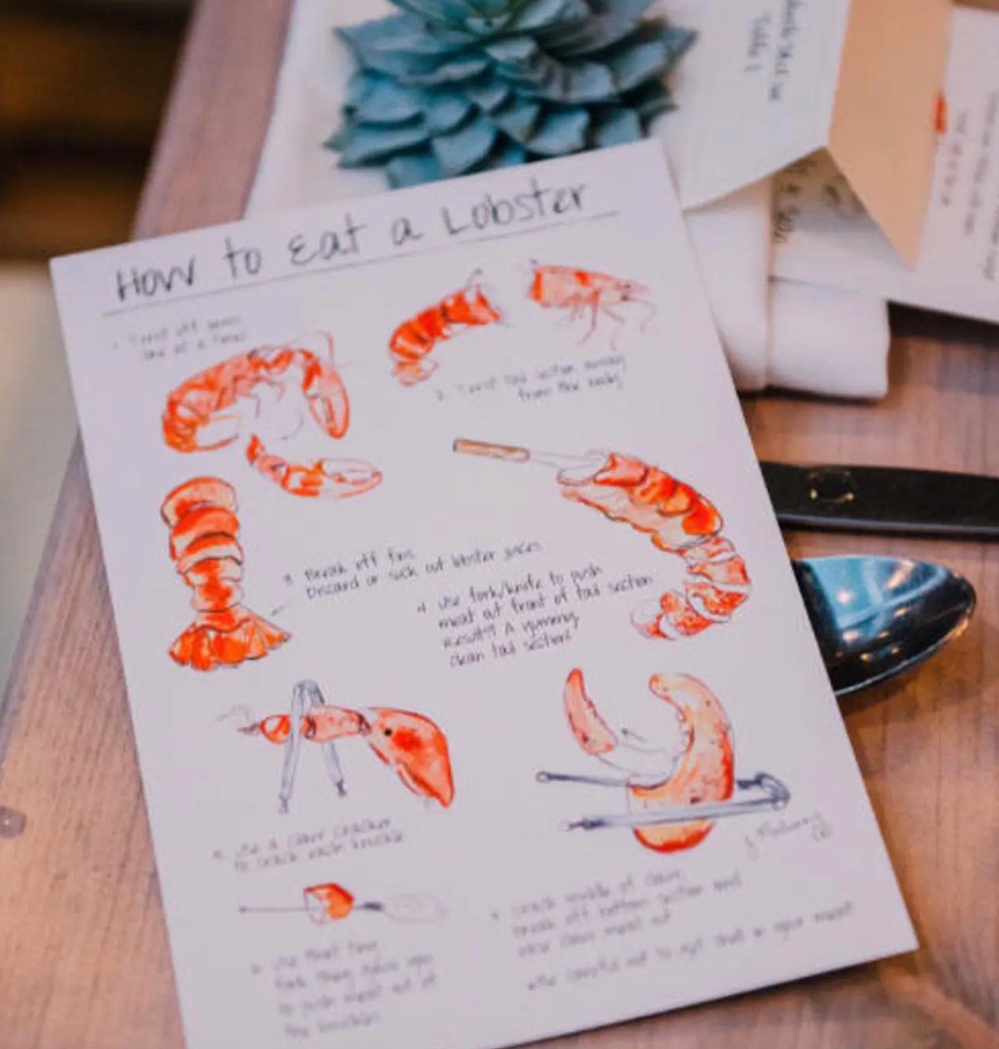 How to Eat a Lobster Table Card, Set of 4 -