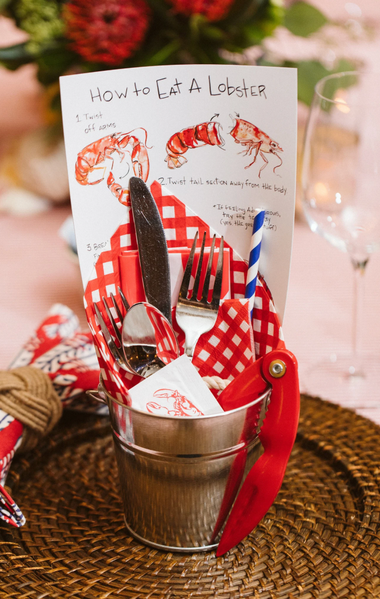 How to Eat a Lobster Table Card, Set of 4 -