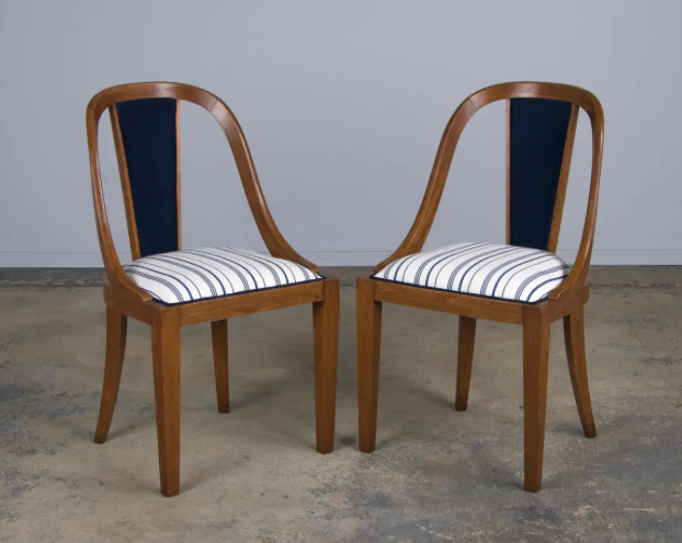 1930s French Art Deco Gondola Maple Dining Chairs