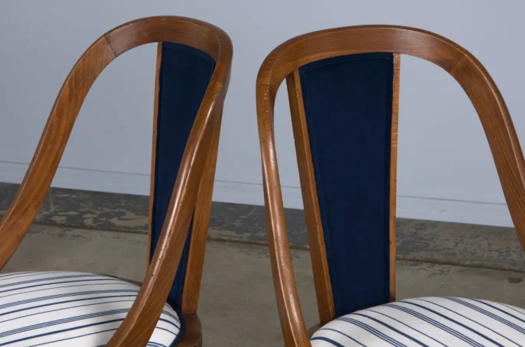 1930s French Art Deco Gondola Maple Dining Chairs