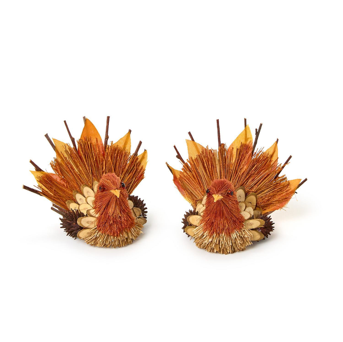 Set of 2, Hand-Crafted Turkey Decor/Place Card Holder