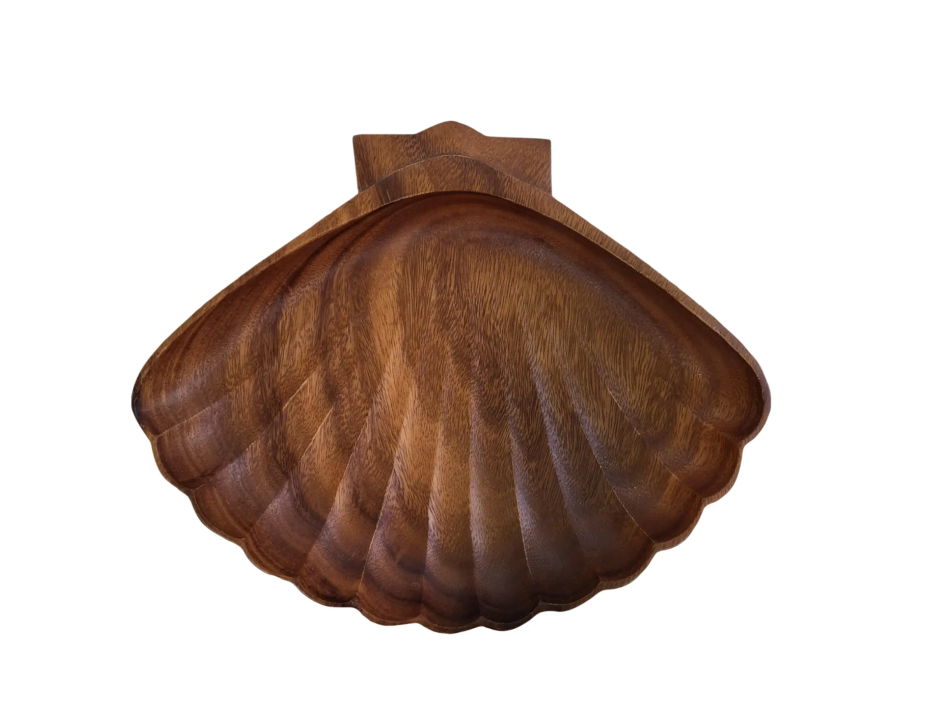 1960s Monkey Wood Decorative Scallop Shell Bowl