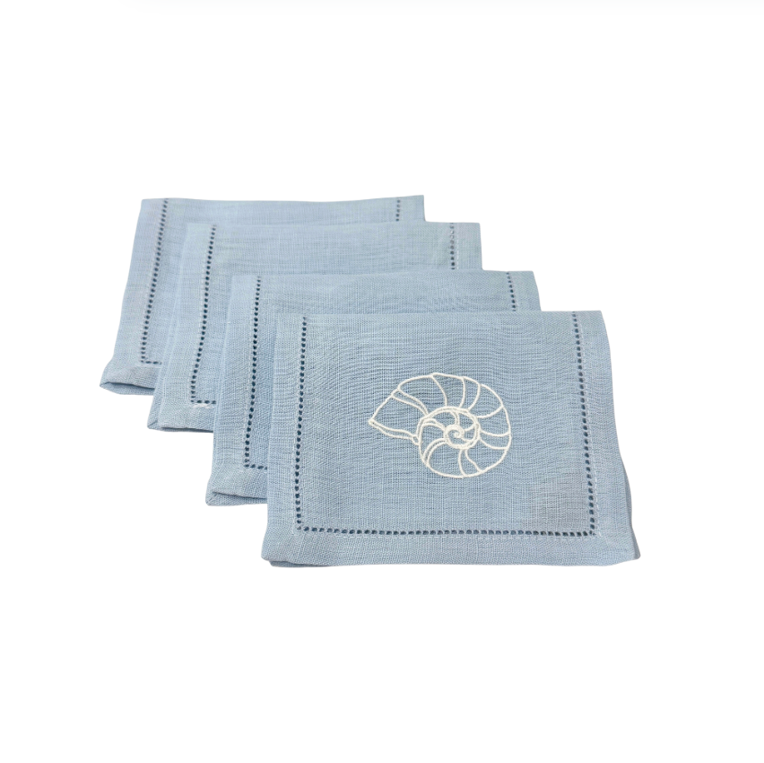 Nautilus Shell Cocktail Napkins, Set of 4