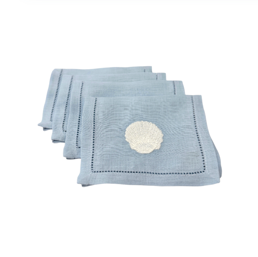 Scallop Shell Cocktail Napkins, Set of 4