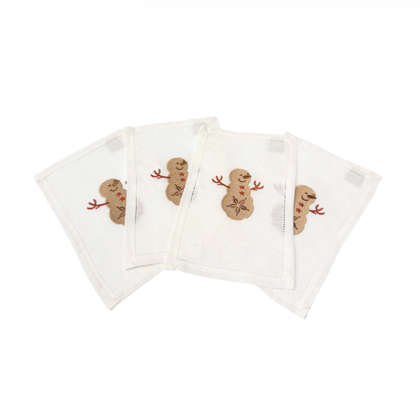 Sand Dollar Snowman Cocktail Napkins, Set of 4