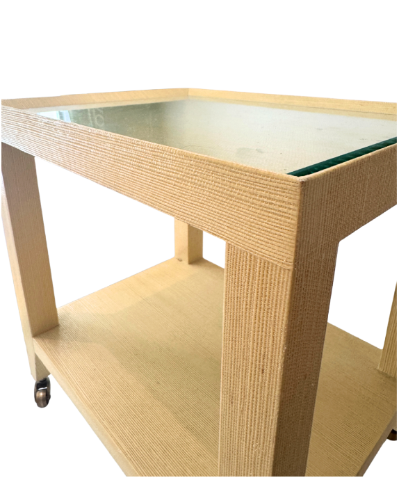 Vintage Grasscloth Phone Table