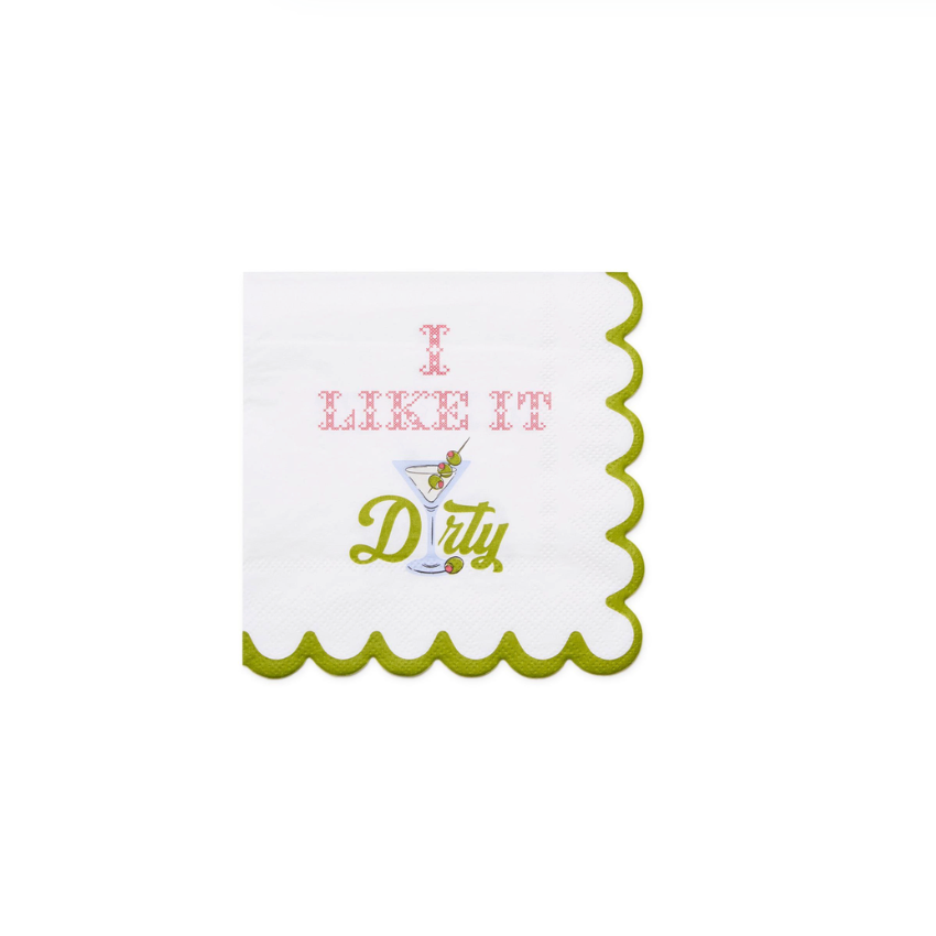 "I Like it Dirty" 3-Ply Paper Cocktail Napkin with Scalloped Edge
