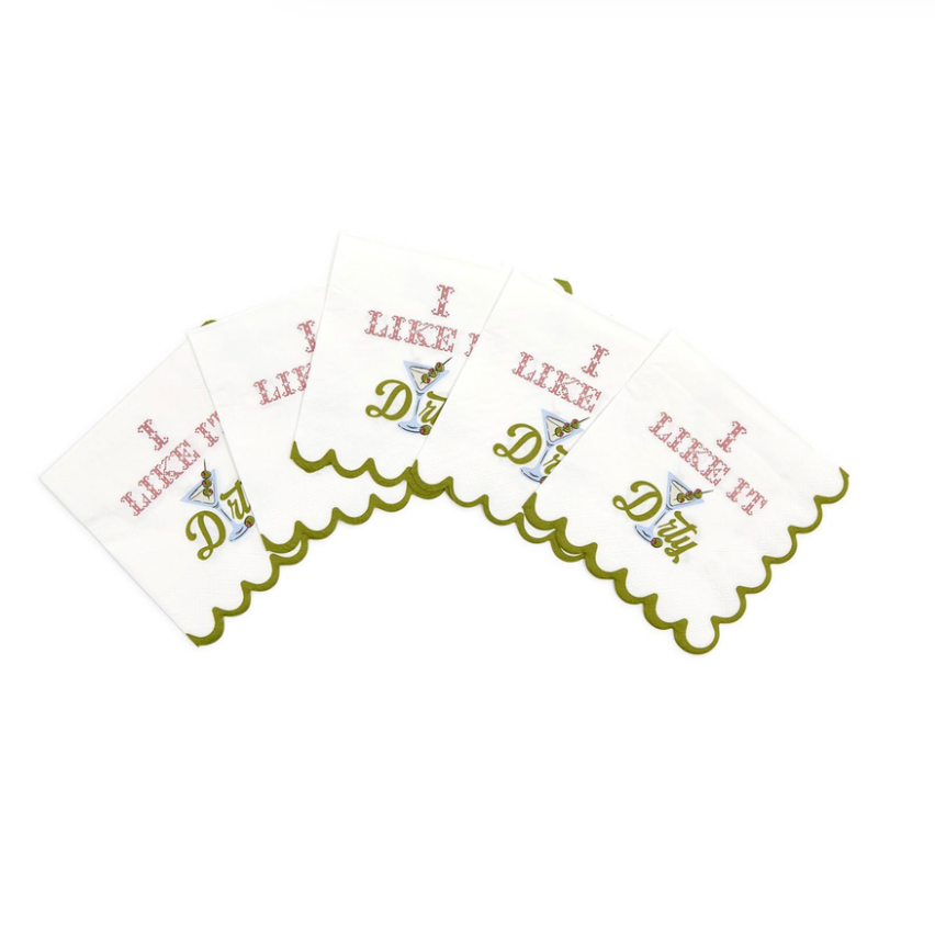 "I Like it Dirty" 3-Ply Paper Cocktail Napkin with Scalloped Edge