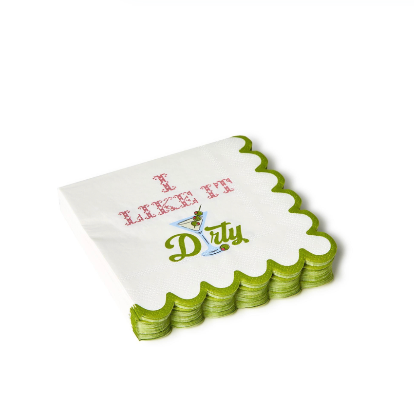 "I Like it Dirty" 3-Ply Paper Cocktail Napkin with Scalloped Edge