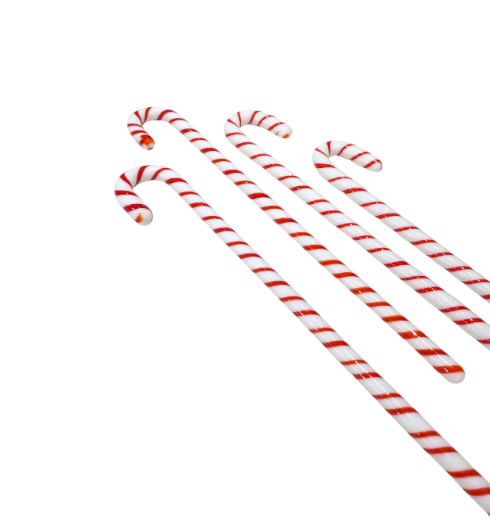 Glass Candy Cane Swizzle Sticks, Set of 4