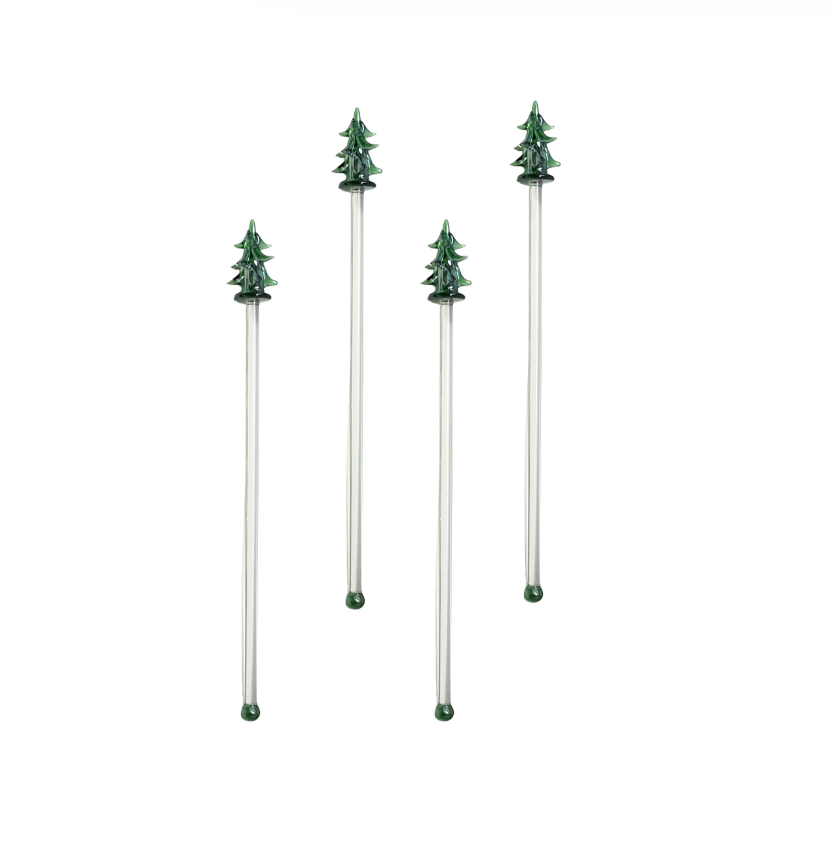 Christmas Tree Swizzle Sticks, Set of 4