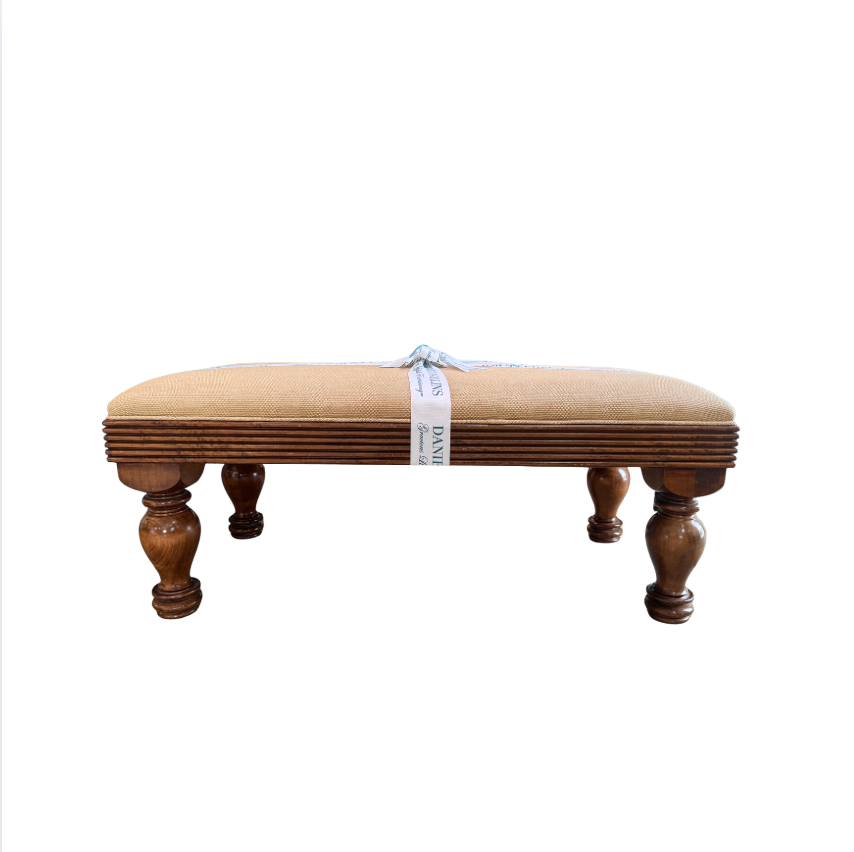 Walnut Ottoman Reupholstered in Italian Sisal Fabric