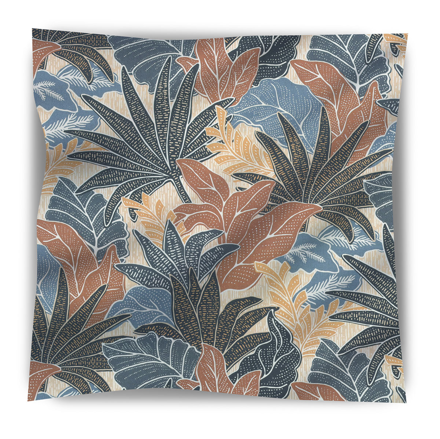 Tobago Leaf Fabric in Teak