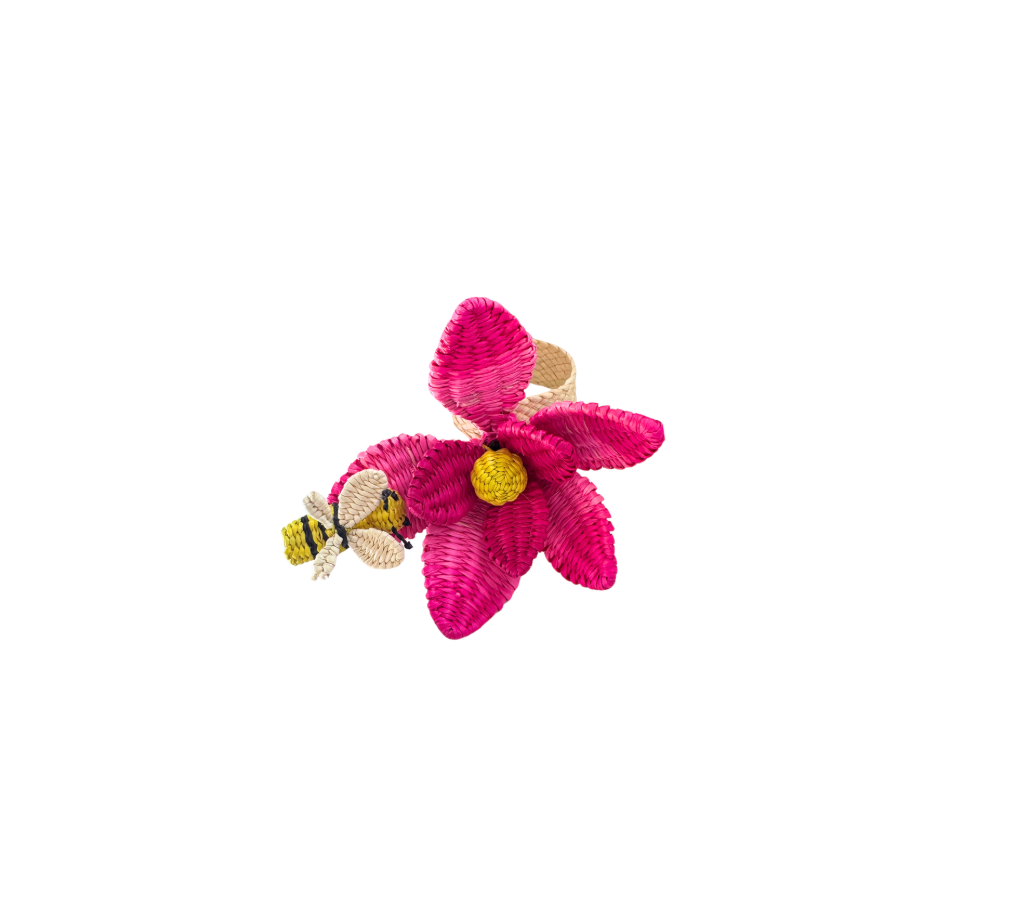 Set of 4, Bee in Bloom Napkin Ring
