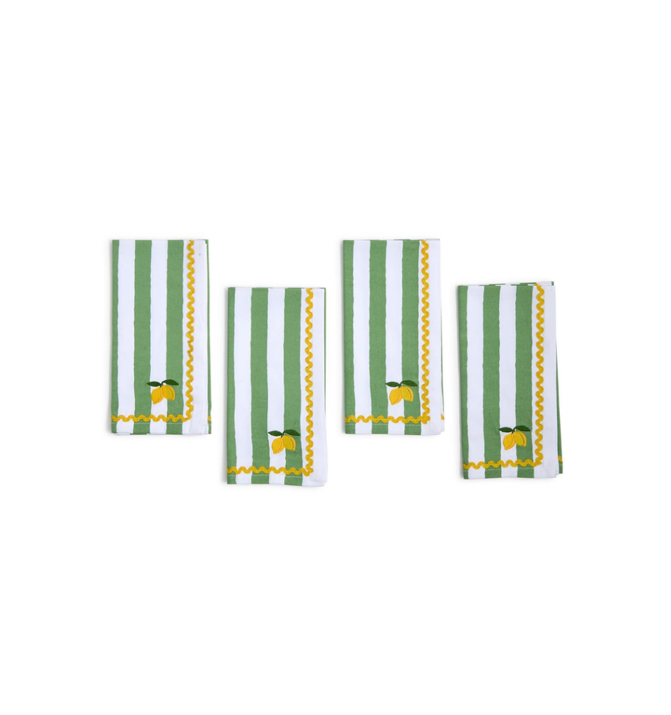 Set of 4, Lemon Grove Embroidered Cloth Dinner Napkin