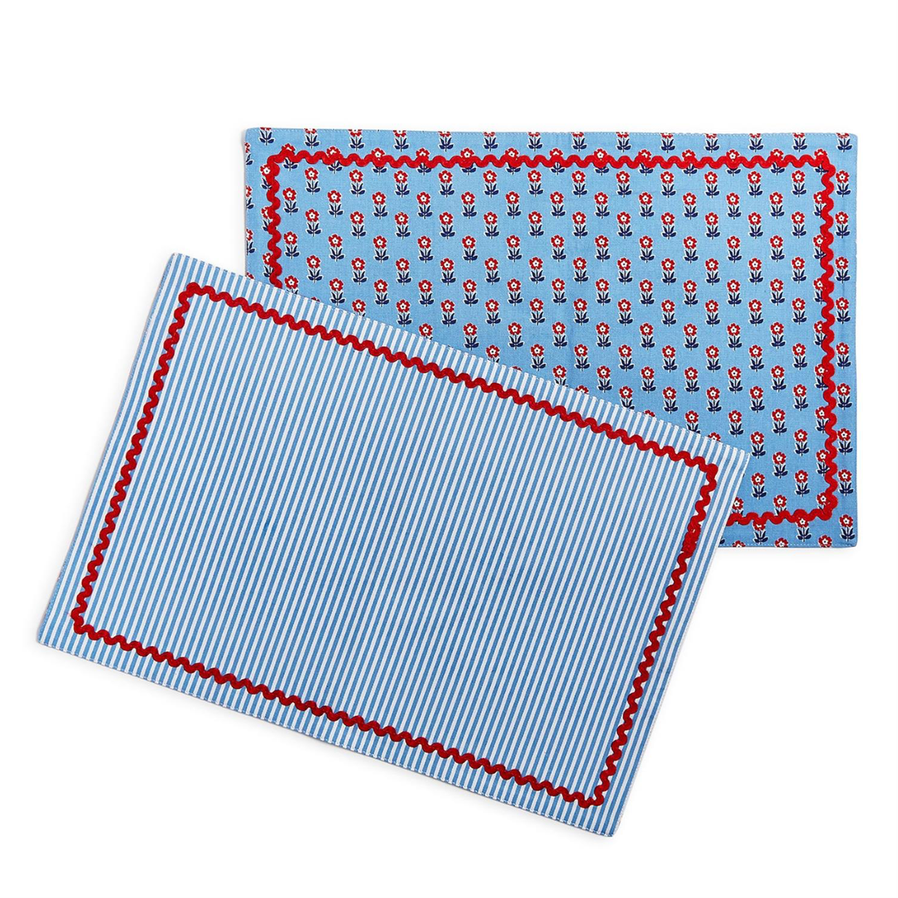 Red, White and Bloom Double-Sided Fabric Placemat, Set of 4