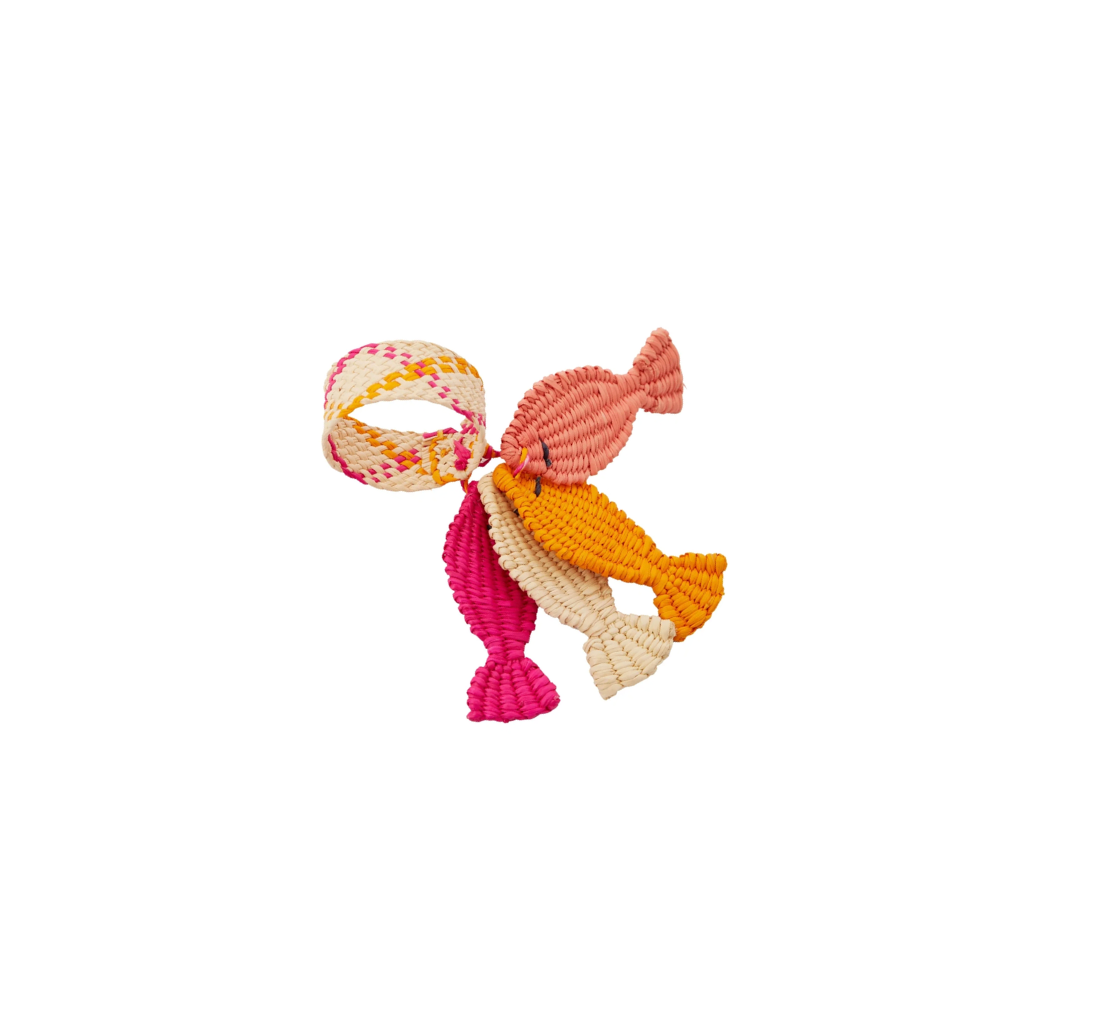 Pink Dangling Fish Napkin Ring, Set of 4