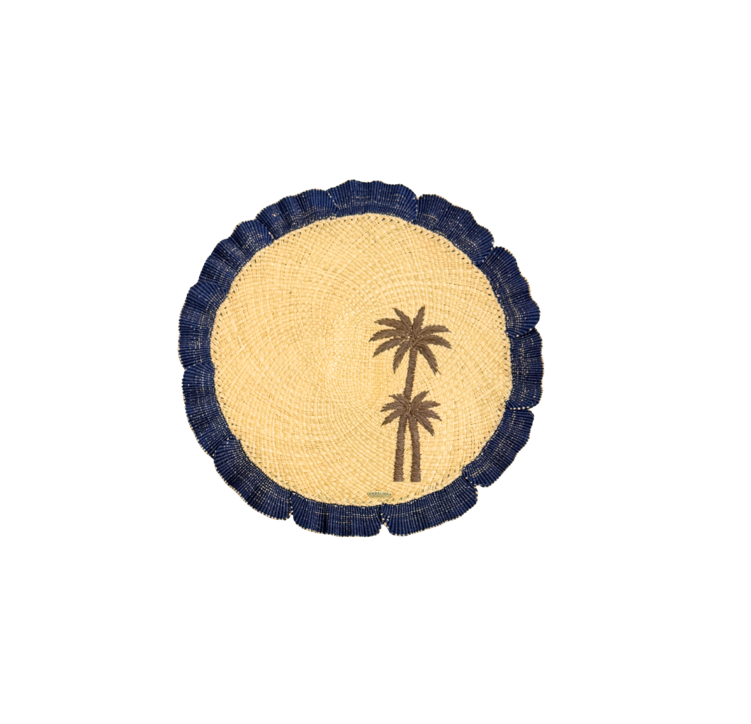 Navy Wave Palms Placemat