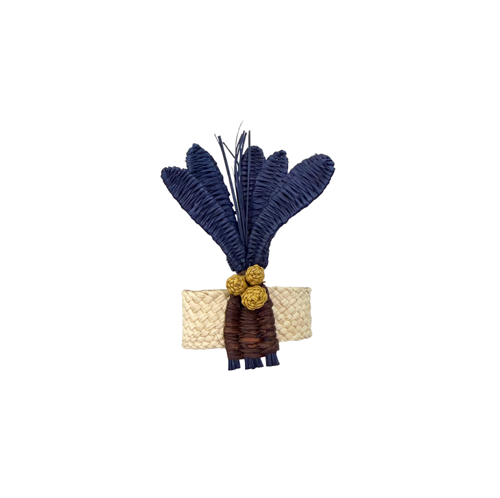 Navy Palms Napkin Ring, Set of 4
