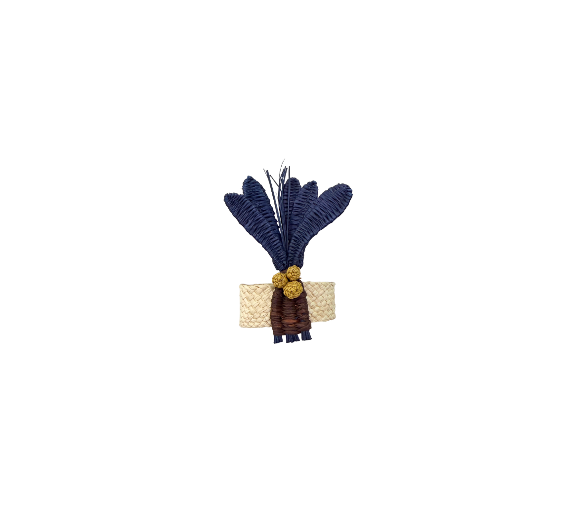 Navy Palms Napkin Ring, Set of 4
