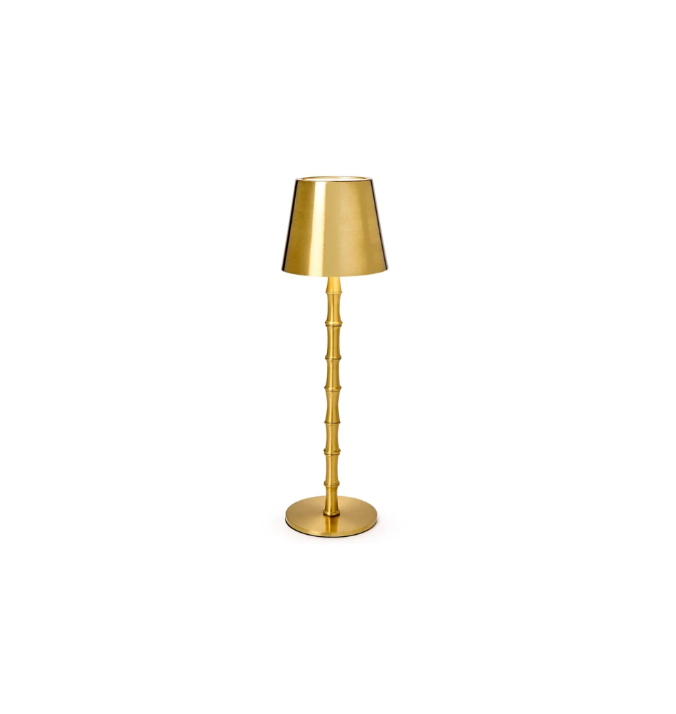Portable Cordless Gold Bamboo Table Lamp