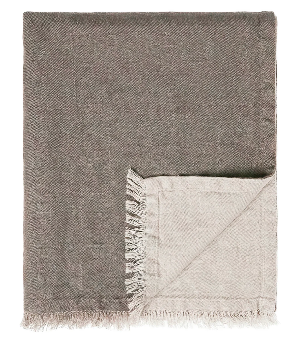 Custom Location Script Embroidered Linen Throw Blanket