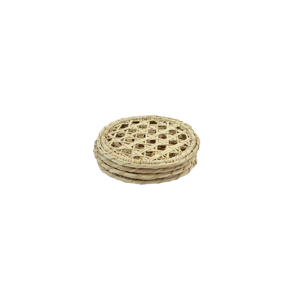 Set of 4, Natural Cane Coasters