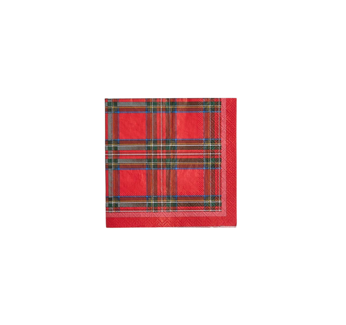 Cocktail Holiday Tartan 3-Ply Paper Napkins, Set of 30