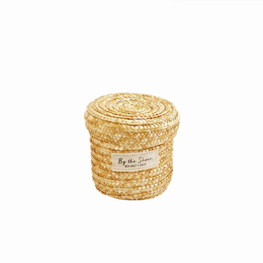 Nature's Basket Scented Candle in Hand-Crafted Straw Lidded Basket