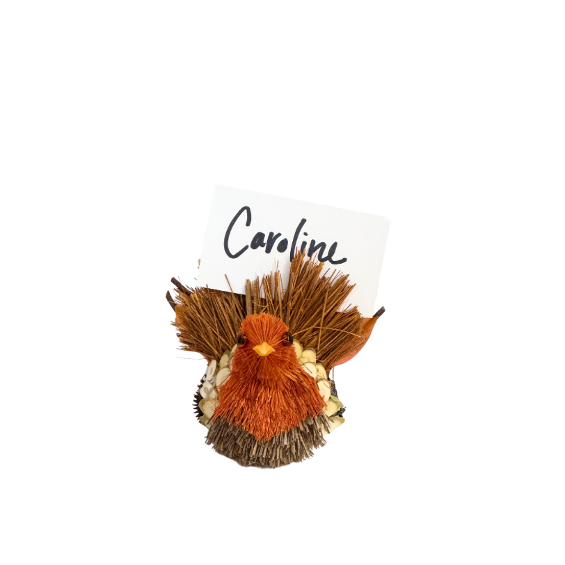 Set of 2, Hand-Crafted Turkey Decor/Place Card Holder
