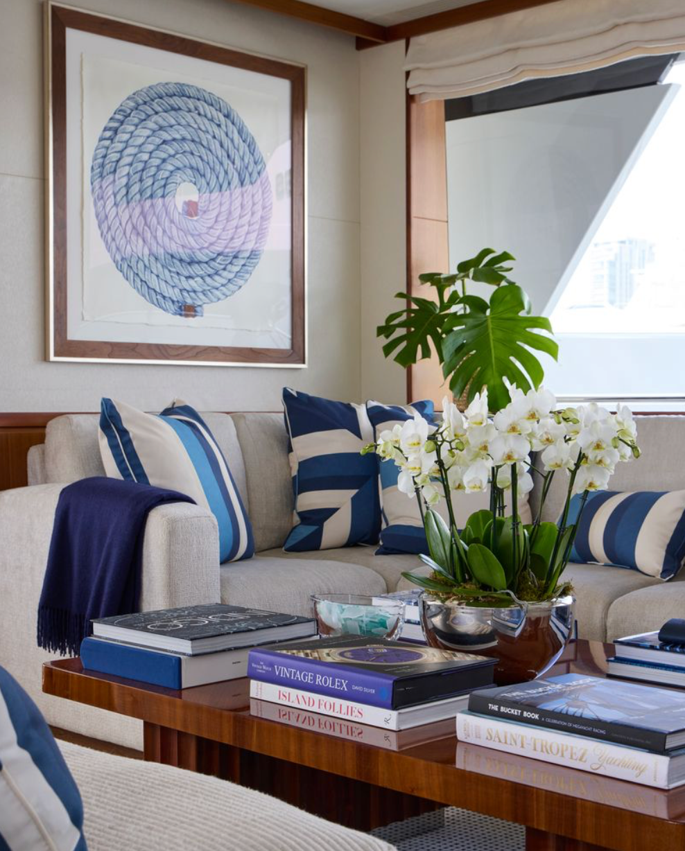DR Home "The Billy Stripe" in Indigo Concentric Performance Pillow